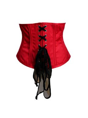 Corset Overbust Femme - Dos à Lacets, Push-up, Serre-taille, 15 Baleines Plastique, Couleur Unie